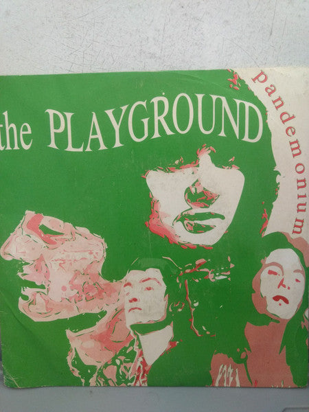 Image of Front Cover of 5215122C: 7" - THE PLAYGROUND, Pandemonium (PolyEster Records; LUV24, Australia 1991, Picture Sleeve, Orange Vinyl. c/w "Tell You What I Want" Flexi-Disc From 1988)   VG+/VG+