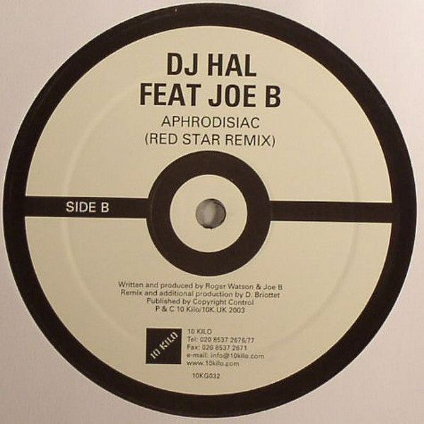 Image of Back Cover of 5225231E: 12" - DJ HAL, Aphrodisiac (10 Kilo; 10 KG 032, UK 2004) A few light surface marks but plays well. A small scratch to outer groove but nowhere near start of track  /VG