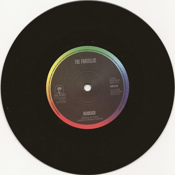 Image of Label Cover of 7" - VG/VG+ - THE FRATELLIS, Headcase (Universal Records; FRATELLIS3, UK 2008, Promo, Box , Single Sided), No 942, Released through the Band's fan club - Budhill Singles Club. Came with a 7" cardboard box with room for the rest of the 7" singles released from their second album Here We Stand - 0156024S