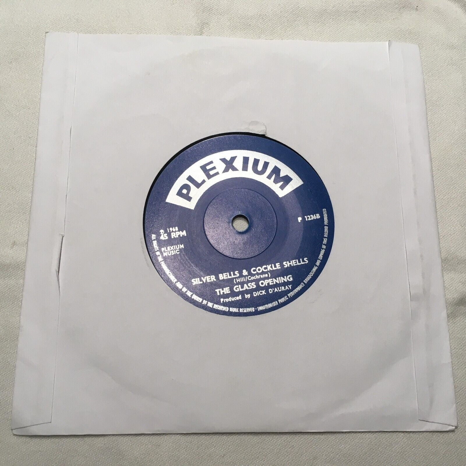 Image of Back Cover of 0116124C: 7" - THE GLASS OPENING, Does It Really Matter?/Silver Bells & Cockle Shells (Plexium; P 1236, UK Reissue, Unofficial)   /VG+