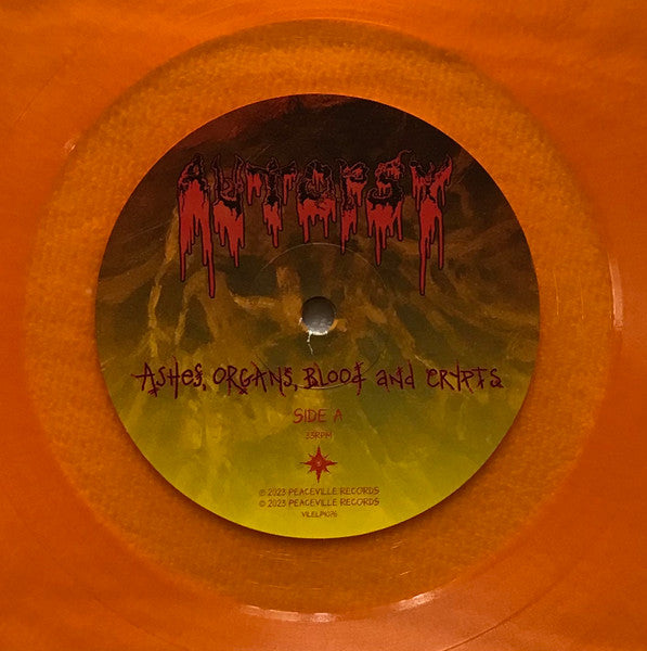 Image of Label Cover of LP - VG+/VG+ - AUTOPSY, Ashes, Organs, Blood And Crypts (Peaceville; VILELP1076, UK 2023, Inner And Peaceville Catalogue Insert, Orange Vinyl, Crypts Limitied Edition), Strong VG+,  - 0116408C