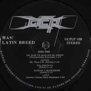 Image of Label Cover of LP - VG/VG+ - LATIN BREED DE RUDY GUERRA, Mas Latin Breed! (GCP; GCLP 108, US 1974, Pasteback Sleeve), Light pressing dents. Ringwear.,  - 0146055S
