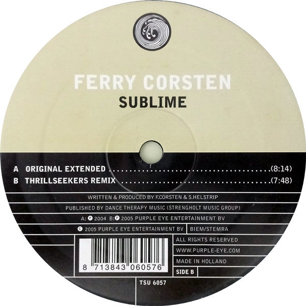 Image of Front Cover of LP - VG+/VG - FERRY CORSTEN, Sublime (Tsunami; TSU 6057, Netherlands 2005), ,  - 0146153S