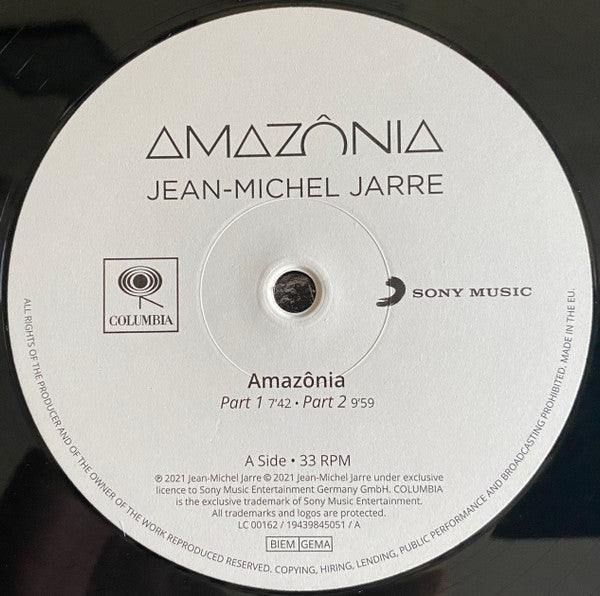 Image of Label Cover of 2xLP - VG+/EX - JEAN MICHEL JARRE, Amaz nia (Columbia ; 19439845051, Europe 2021, Gatefold, 180 Gram Vinyl, Side D Blank), Opened Instore, Still In Stickered Shrinkwrap, Corner Bumps,  - 0126223E