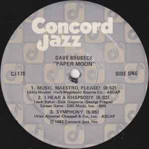 Image of Label Cover of LP - VG+/VG - THE DAVE BRUBECK QUARTET, Paper Moon (Concord Jazz; CJ-178, US 1982, Pasteback Sleeve), ,  - 4326154E