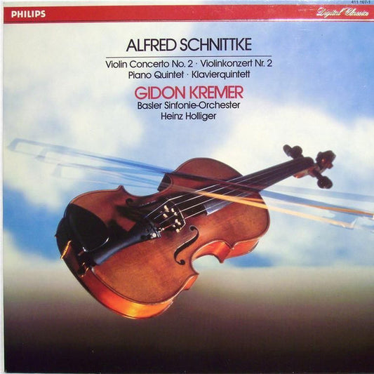 Image of Front Cover of LP - VG+/VG+ - GIDON KREMER, BASLER SINFONIE-ORCHESTER, HEINZ HOLLIGER, Schnittke: Violin Concerto No.2 = Violinkonzert Nr. 2 / Piano Quintet = Klavierquintett (Philips Digital Classics; 411 107-1, Netherlands 1984), ,  - 1126243E