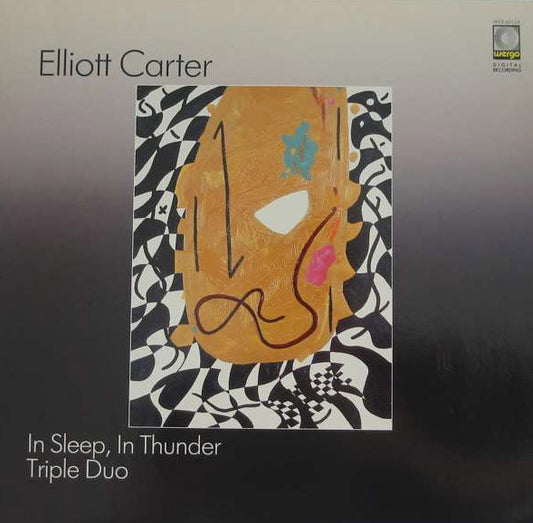 Image of Front Cover of LP - VG+/VG+ - OLIVER KNUSSEN, LONDON SINFONIETTA, MARTYN HILL, Carter: In Sleep, In Thunder / Triple Duo (Wergo; WER 60124, Germany 1985, Signed by Elliott Carter in Marker Pen on Front Sleeve), ,  - 0226101E