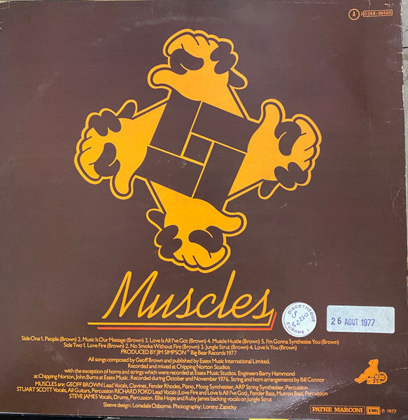 Image of Back Cover of LP - VG/VG - MUSCLES, Muscles (Big Bear Records; 2C 068-98590, France 1977), ,  - 0226091E