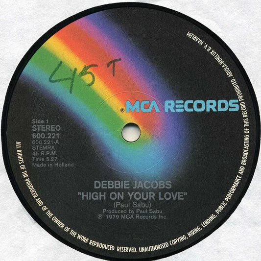 Image of Front Cover of 0226092E: 12" - DEBBIE JACOBS, High On Your Love / Hot Hot (Give It All You Got) (MCA Records; 600.221, Netherlands 1980, Picture Sleeve)   VG/VG