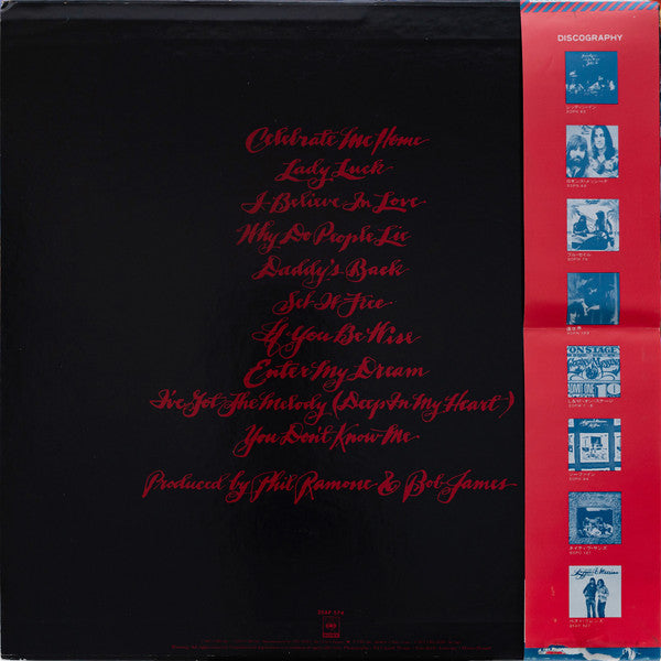 Image of Back Cover of LP - VG+/EX - KENNY LOGGINS, Celebrate Me Home (CBS/Sony; 25AP 574, Japan 1977, Insert, with OBI), ,  - 0226094E