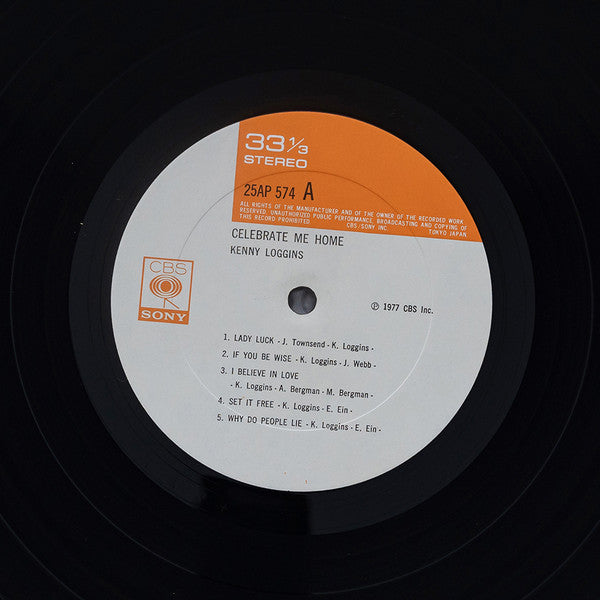 Image of Label Cover of LP - VG+/EX - KENNY LOGGINS, Celebrate Me Home (CBS/Sony; 25AP 574, Japan 1977, Insert, with OBI), ,  - 0226094E