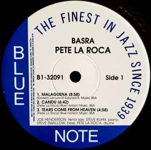 Image of Label Cover of LP - VG/VG+ - PETE LA ROCA, Basra (Blue Note ; B1 7243 8 32091 1 8, US 1995, Picture Sleeve), peel mark and stain top right front sleeve. light damage sleeve edge - minor,  - 0246111S