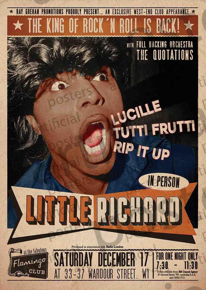 Image of Front Cover of Accessories - NEW/NEW - LITTLE RICHARD, Poster (84.1cm x 59.4cm; ART278, UK ), ,  - 0216216C