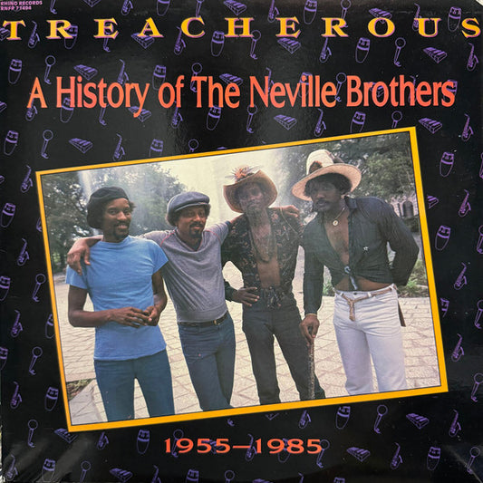 Image of Front Cover of 0226157E: 2xLP - THE NEVILLE BROTHERS, Treacherous: A History Of The Neville Brothers (1955 -1985) (Rhino Records; RNFP71494, US 1986, Gatefold, Insert)   VG/EX