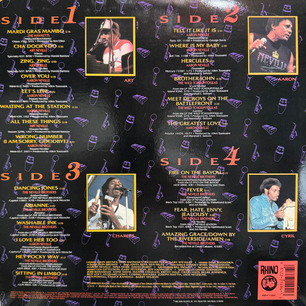 Image of Back Cover of 2xLP - VG/EX - THE NEVILLE BROTHERS, Treacherous: A History Of The Neville Brothers (1955 -1985) (Rhino Records; RNFP71494, US 1986, Gatefold, Insert), ,  - 0226157E
