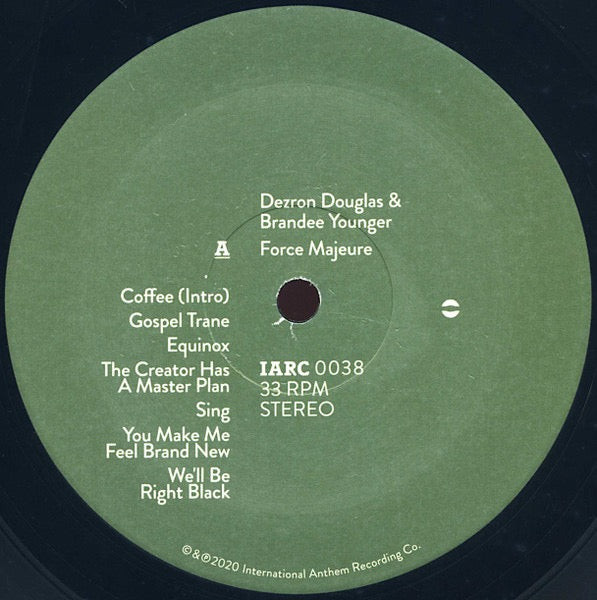 Image of Label Cover of LP - VG+/VG - DEZRON DOUGLAS & BRANDEE YOUNGER, Force Majeure (; IARC0038, US 2020, Inner, With Obi), Light Marks only.,  - 0216245C