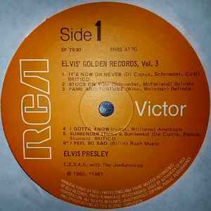 Image of Label Cover of 0246172S: 12" - ELVIS PRESLEY, Elvis' Golden Records, Vol. 3 (RCA Victor; SF 7630, UK 1977, Picture Sleeve)   VG+/VG+