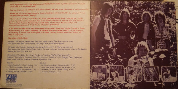 Image of Back Cover of LP - G+/G+ - YES, Yes (Atlantic Plum & Orange; 588190, UK 1969, Unipak Style Gatefold . With Right Hand Opening, Insert, Produced By Paul Clay and Yes at Bottom of Label), Sleeve Edges Taped, Slightly Wavy Sleeve,  - 0226109E