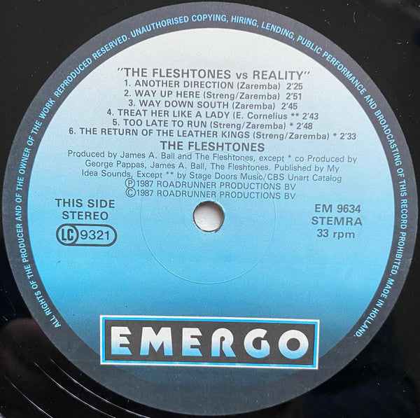 Image of Label Cover of LP - VG+/EX - FLESHTONES, Fleshtones Vs. Reality (Emergo ; EM 9634, Europe 1987), ,  - 0226219E