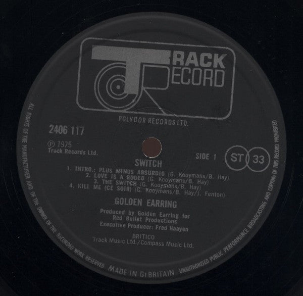 Image of Label Cover of LP - VG/VG - GOLDEN EARRING, Switch (Track Record; 2406 117, UK 1975, Insert), ,  - 0216423C