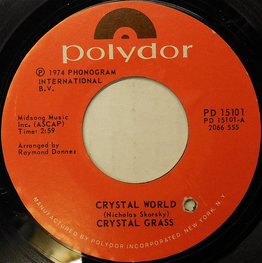Image of Front Cover of 0256267S: 7" - CRYSTAL GRASS, Crystal World / California Summer (Polydor; PD 15101, US 1974, Company Sleeve) Lightest of marks.  VG+/VG+