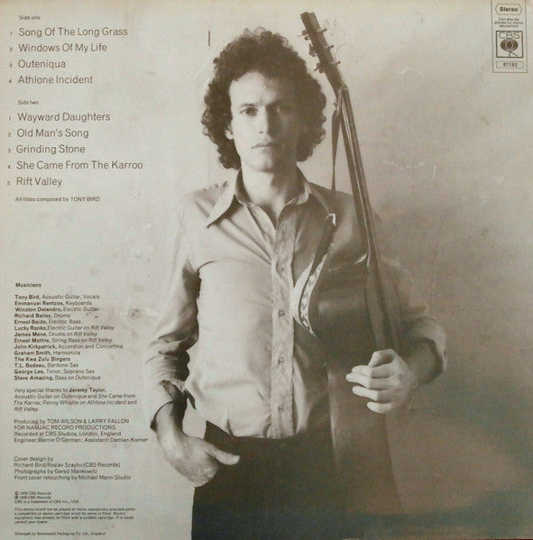 Image of Back Cover of 3614132C: LP - TONY BIRD, Tony Bird (CBS; CBS 81183, UK 1976, Laminated Sleeve, Insert)   VG+/VG+