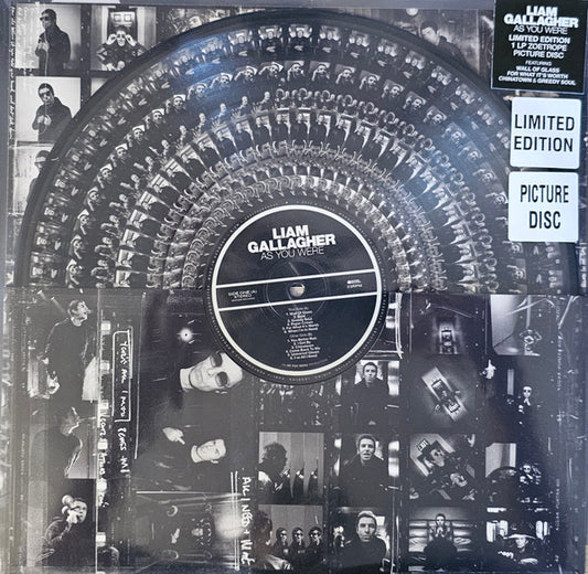 Image of Front Cover of 0246268S: LP - LIAM GALLAGHER, As You Were (Warner Records; 5021732856944, Europe 2025 Reissue, Stickered Clear Plastic Sleeve With Die Cut Card Inner, Zoetrope Picture Disc) SEALED  EX/EX