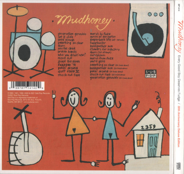 Image of Back Cover of 0336071E: 2xCD - MUDHONEY, Every Good Boy Deserves Fudge (Sub Pop; SP1414, US 2021, Gatefold, 2 Inners & Booket)   VG+/VG+