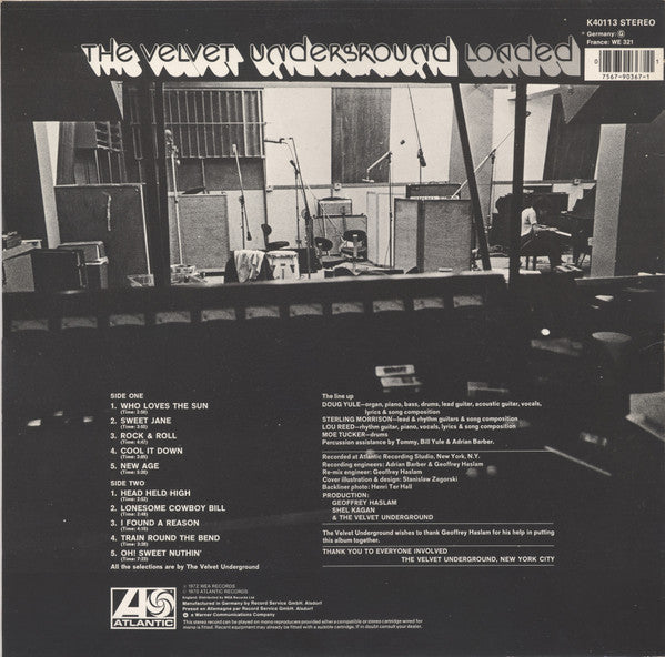 Image of Back Cover of LP - VG/G - THE VELVET UNDERGROUND, Loaded (Atlantic Orange & Green GEMA/Biem ; K40113, Europe 1980s Reissue, Barcoded Sleeve), ,  - 2616069C