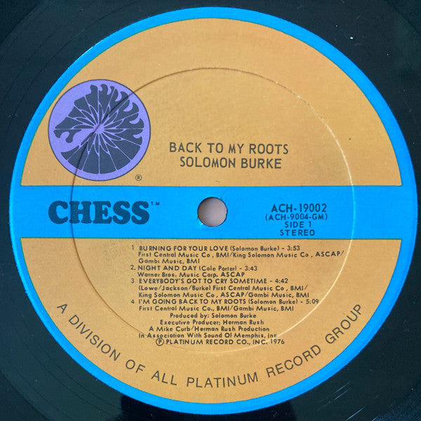 Image of Label Cover of LP - VG/EX - SOLOMON BURKE, Back To My Roots (Chess; ACH-19002, US 1976), Ringwear on sleeve. Cut out hole.,  - 1826131E
