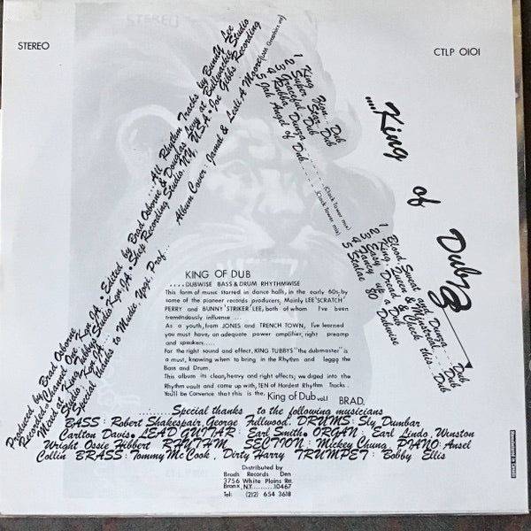 Image of Back Cover of 0316081C: LP - BUNNY LEE, King Of Dub (Clocktower Records; CTLP 0101, Canada 1990s Reissue)   VG+/VG+