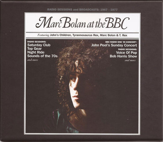 Image of Front Cover of 6xCD - VG+/VG - MARC BOLAN FEATURING JOHN'S CHILDREN, TYRANNOSAURUS REX, MARC BOLAN & T. REX, Marc Bolan At The BBC (Radio Sessions And Broadcasts 1967 -1977) (Universal Music Catalogue; 534 309-2, UK 2013, Box Set, Booklet), Some light marks on discs but play fine,  - 0336033E