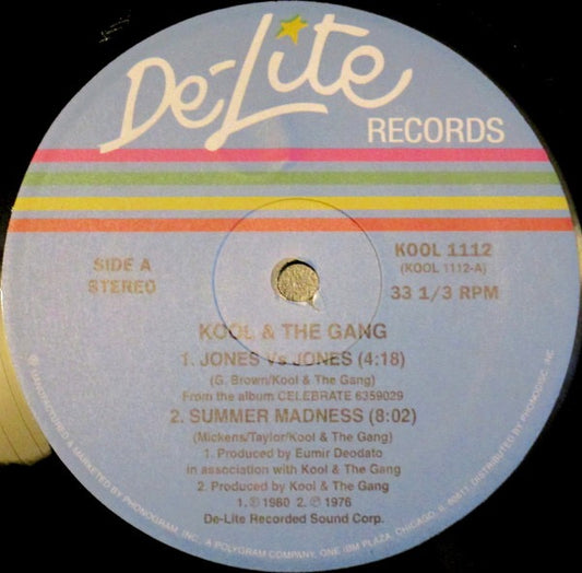 Image of Front Cover of 0316137C: 12" - KOOL & THE GANG, Jones Vs Jones / Summer Madness (De-Lite Records; KOOL 1112, UK Reissue, Die Cut Sleeve, Unofficial)   VG+/VG