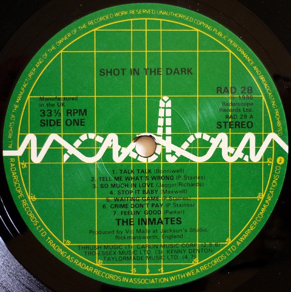 Image of Label Cover of 1914269C: LP - THE INMATES, Shot In The Dark (Radar Records; RAD 28, UK 1980)   VG/VG+