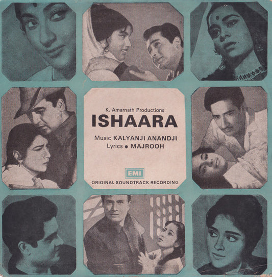 Image of Front Cover of 7" EP - G/VG+ - KALYANJI ANANDJI, Ishaara (EMI; EMGPE 5056, India 1979, Picture sleeve), Wear to sleeve with tear at top and tape along edges., A1 - Mohd. Rafi - Dil Bekrar Sa HaiA2 - Lata Mangeshkar & Mahendra Kapoor 	Nahi Jahan Mei NadanB1 - Mukesh - Chal Mere DilB2 - Lata Mangeshkar & Mohd. Rafi - Abdullah Naginwala - 0356074S