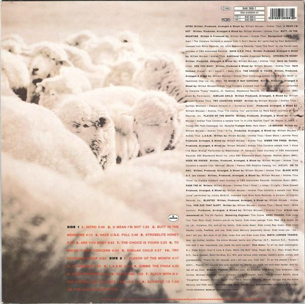 Image of Back Cover of 2xLP - VG/VG - BLACK SHEEP, A Wolf In Sheep's Clothing (Mercury; 848 368-1C, US 1991), A handful of hairlines and scuffs, but still a strong VG. Sleeve has some light creasing.,  - 4326068E