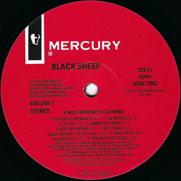 Image of Label Cover of 2xLP - VG/VG - BLACK SHEEP, A Wolf In Sheep's Clothing (Mercury; 848 368-1C, US 1991), A handful of hairlines and scuffs, but still a strong VG. Sleeve has some light creasing.,  - 4326068E