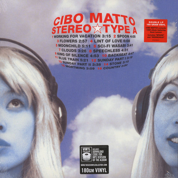 Image of Front Cover of 2xLP - VG+/VG+ - CIBO MATTO, Stereo Type A (Warner Bros. Records; R1 47345, US 2016 Reissue, Gatefold, 180 Gram Vinyl), ,  - 0346175S
