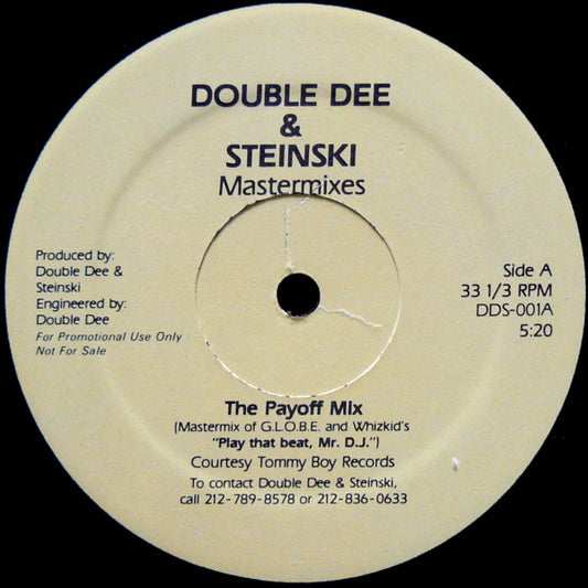 Image of Front Cover of 0316248C: 12" - DOUBLE DEE & STEINSKI, Mastermixes (Not On Label; DDS-001, US 1984, Promo) Lots of marks on record�plays through with some surface noise on each side. Labels have tippexed text, light staining / scuffs, and writing in gold pen ("12 / 038")  /G