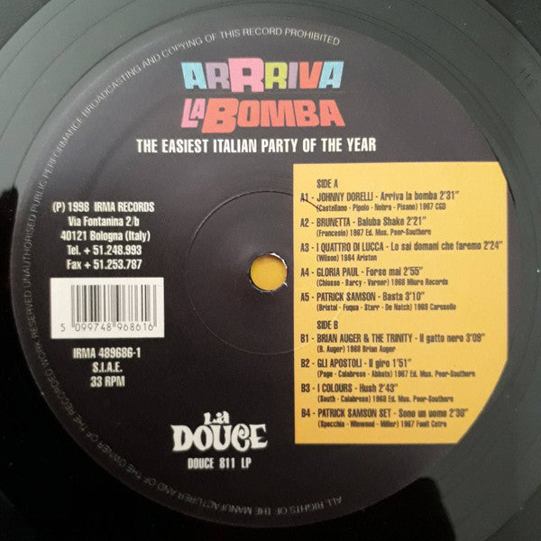 Image of Label Cover of 0346227S: 2xLP - VARIOUS, Arriva La Bomba (Irma; IRMA 489686, Italy 1998, Gatefold, 2 Inners) Light edge wear. Disc 1 closer to VG+, both play clean.   VG+/G+