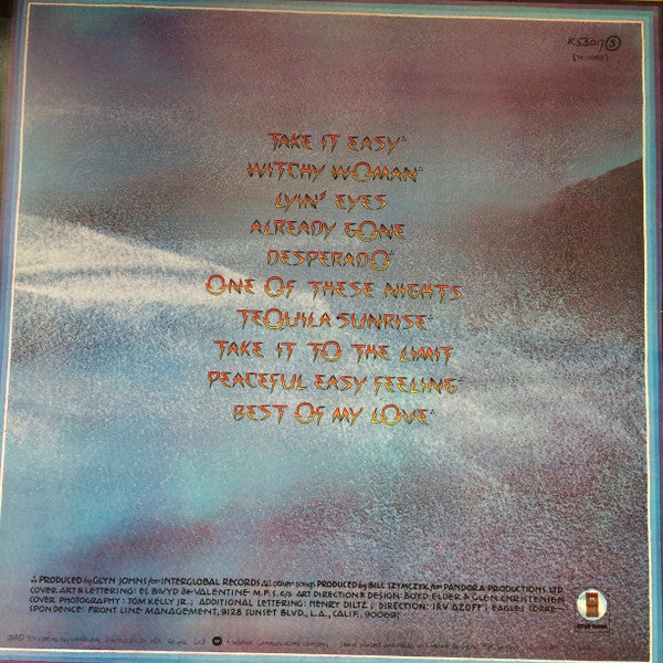 Image of Back Cover of LP - VG+/VG - EAGLES, Their Greatest Hits (1971-1975) (Asylum Records; K 53017, UK 1970s Reissue, Non-Embosssed, Strawberry Run-Out), Strong VG,  - 2016115C