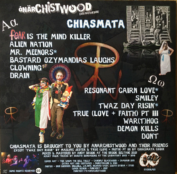 Image of Back Cover of 0326155E: 2xLP - ANARCHISTWOOD, Blessed Are The Cracked, For They Let In The Light (Ex Gratia Recordings; EXGr8 LP, UK 2008, Fold Out Sleeve, Inner) Signed Sticker on Sleeve, Press Sheet and Signed Postcard  VG+/VG+