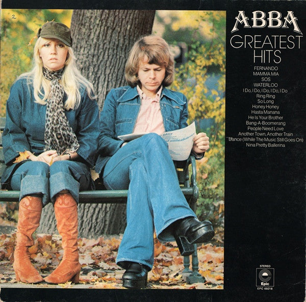 Image of Front Cover of LP - VG/G+ - ABBA, Greatest Hits (Epic Yellow Labels; EPC 69218, UK 1976, Gatefold, Netherlands Pressing), Hairlines,  - 4116084C