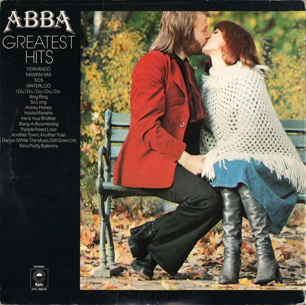Image of Back Cover of LP - VG/G+ - ABBA, Greatest Hits (Epic Yellow Labels; EPC 69218, UK 1976, Gatefold, Netherlands Pressing), Hairlines,  - 4116084C