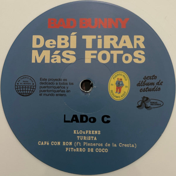 Image of Label Cover of 2xLP - NEW/NEW - BAD BUNNY, Deb� Tirar M�s Fotos (Rimas Entertainment; BB0009VN, US 2026, Gatefold, White Vinyl), ,  - 3336153E