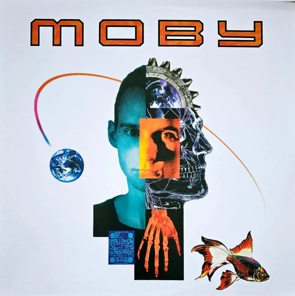 Image of Front Cover of 9032611C: LP - MOBY, Moby (Little Idiot; IDIOT1, Europe 2026 Reissue, Limited White & Blue Marble Vinyl)   NEW/NEW