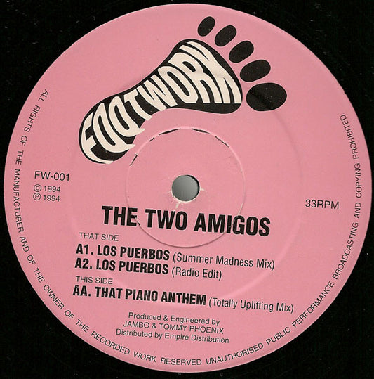 Image of Front Cover of 0346274S: 12" - THE TWO AMIGOS, Los Puerbos / That Piano Anthem (Footwork Records; FW-001, UK 1994)   /VG