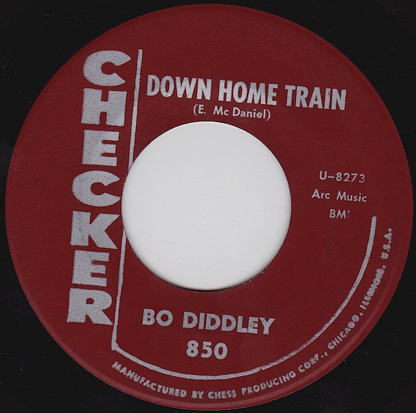 Image of Back Cover of 7" - /VG+ - BO DIDDLEY, Cops & Robbers / Down Home Train (Checker; 850, US Reissue, 45-8272/458273 Matrices), Plain Brown Sleeve, Clean disc,  - 0316261C