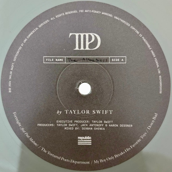 Image of Label Cover of 2xLP - NEW/NEW - TAYLOR SWIFT, The Tortured Poets Department (Republic Records; 5893331, Worldwide 2024, Gatefold, 2 Inners & Booket, Gray [Smoke Gray] Vinyl), ,  - 0236254E