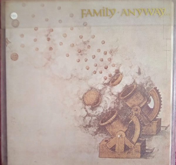 Image of Front Cover of 0346245S: LP - FAMILY, Anyway (Reprise Records; RSX 9005, UK 1970, Gatefold Fold Over cover with Printed Textured Polythene Outer , No "Distributed by Kinney Record Group Ltd." below Warner Bros. Records Ltd, bottom left of left inner gatefold) Flap of outer polythene taped  VG/VG+